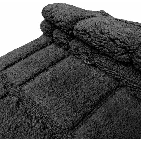 Tappeto Bagno Puro Cotone Morbido 3D Camera Sendiletto Elegante Lavabile 100% Made In Italy Antracite - 55x90 cm