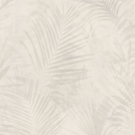 Carta da parati natura Profhome 374113 Carta da parati TNT leggermente strutturata con design giungla opaca beige bianco-crema grigio 5,33 m2