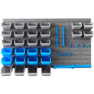 Pannello Parete Porta Utensili 43pz Da Lavoro Con Vaschette E Ganci In Plastica