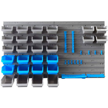 Pannello Parete Porta Utensili 43pz Da Lavoro Con Vaschette E Ganci In Plastica