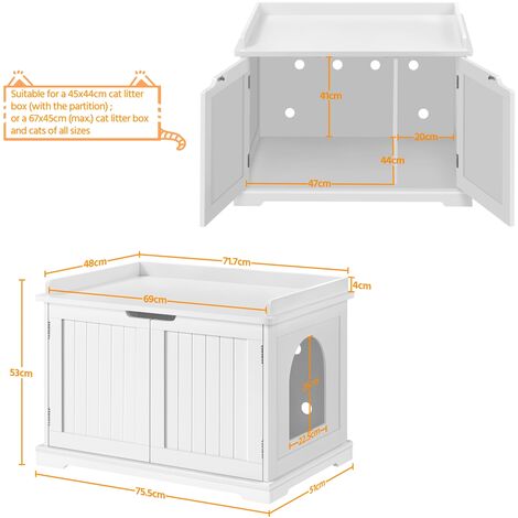Yaheetech Casetta per Gatti Cuccioli Grande in Legno Armadietto con 2 Ante per Animali Lettiera per Domestici con Divisore Rimuovibile Bianco