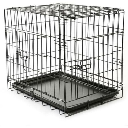 TRESKO Gabbie Pieghevole 62 x 45 x 52 cm per Cani e Gatti  Trasportino con 2 Porte in Metallo  Box per Animali  Cuccia Pieghevole con Vassoio Rimovibil