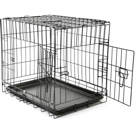 TRESKO Gabbie Pieghevole 62 x 45 x 52 cm per Cani e Gatti  Trasportino con 2 Porte in Metallo  Box per Animali  Cuccia Pieghevole con Vassoio Rimovibil