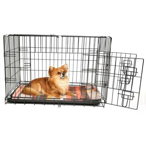 TRESKO Gabbie Pieghevole 62 x 45 x 52 cm per Cani e Gatti  Trasportino con 2 Porte in Metallo  Box per Animali  Cuccia Pieghevole con Vassoio Rimovibil