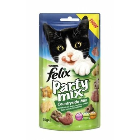 FELIX Party Mix Gatto Snack Countryside Aromatizzato con anatra, tacchino e coniglio 60gr