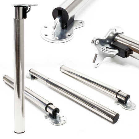 Set 4 gambe per tavolo regolabili in altezza 70-110 cm nichel Piedi per mobili