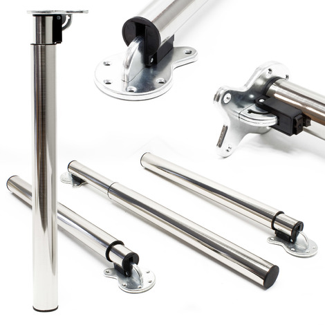 Set 4 gambe per tavolo regolabili in altezza 70-110 cm nichel Piedi per mobili