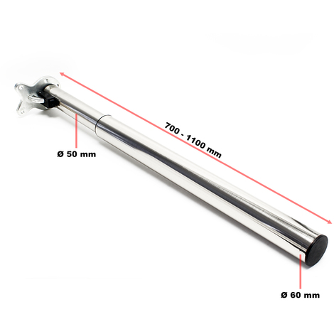 Set 4 gambe per tavolo regolabili in altezza 70-110 cm nichel Piedi per mobili
