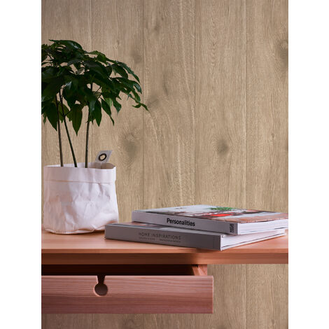 Carta da parati aspetto legno Profhome 300434 Carta da parati TNT liscia in stile country opaca marrone beige 5,33 m2