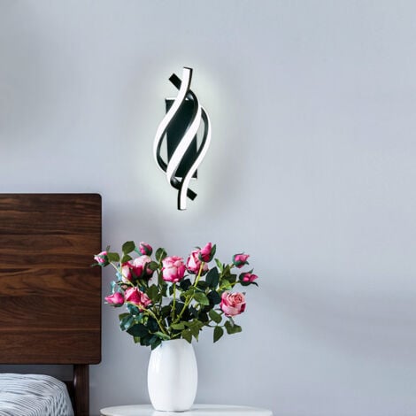 GOECO Applique Murale Interna, Lampada LED da Parete Moderna 18W Design Curvo IP20, Applique LED 6000K Luce Bianca Fredda 1620 Lumen Nero IP20, per Camera da Letto, Soggiorno