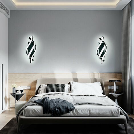 GOECO Applique Murale Interna, Lampada LED da Parete Moderna 18W Design Curvo IP20, Applique LED 6000K Luce Bianca Fredda 1620 Lumen Nero IP20, per Camera da Letto, Soggiorno