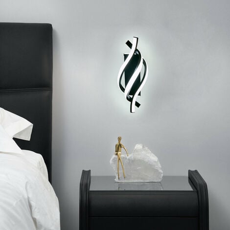 GOECO Applique Murale Interna, Lampada LED da Parete Moderna 18W Design Curvo IP20, Applique LED 6000K Luce Bianca Fredda 1620 Lumen Nero IP20, per Camera da Letto, Soggiorno