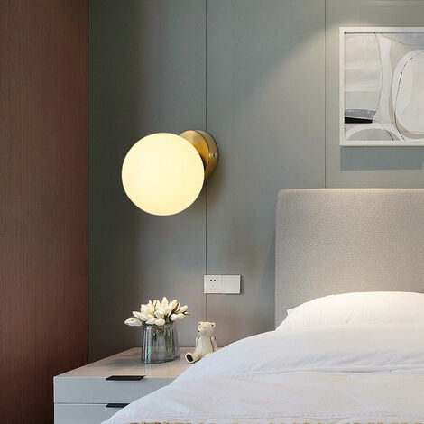 GOECO Applique Murale Moderna, Plafoniera a Sfera di Vetro, Lampada da Parete Interna per Studio, Corridoio, Spogliatoio E27