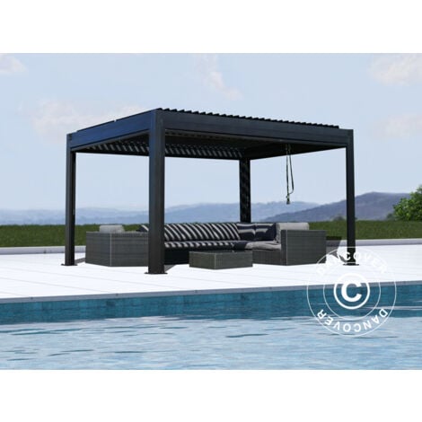Gazebo pergola bioclimatico San Pablo Alu+, 3x4m, Nero