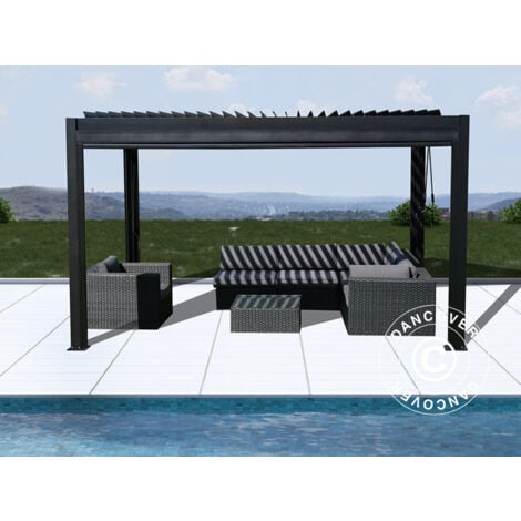 Gazebo pergola bioclimatico San Pablo Alu+, 3x4m, Nero