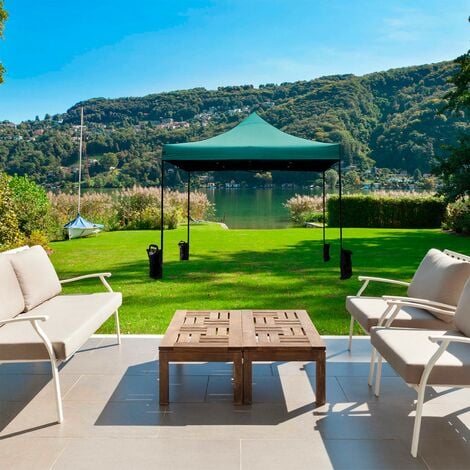 Rebecca Mobili Gazebo Telo Richiudibile Verde 4 Pesi Metallo Poliestere 3x3