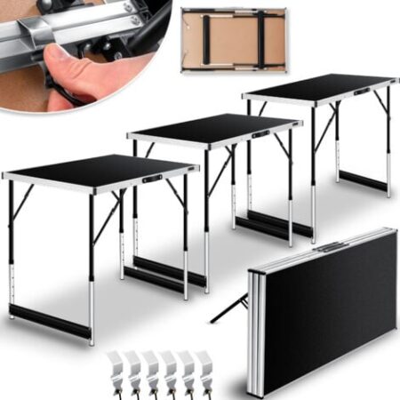 KESSER® Tavolo multifunzionale Profi 3 pezzi  100 x 60 cm  Tavolo per tappezzeria Portata 30 kg per tavolo Con funzione estraibile Tavolo pieghevole Tavolo per mercatini dell'usato Tavolo laterale  Ne