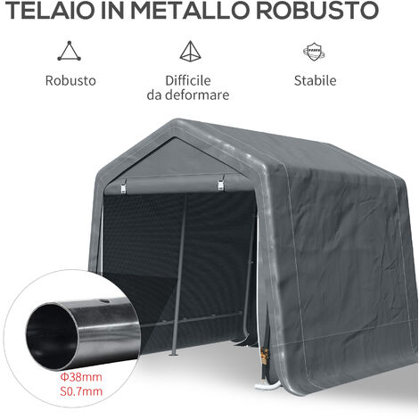 Outsunny Tendone Garage all'Aperto 2.8x2.4 m per Auto, Moto e Bici