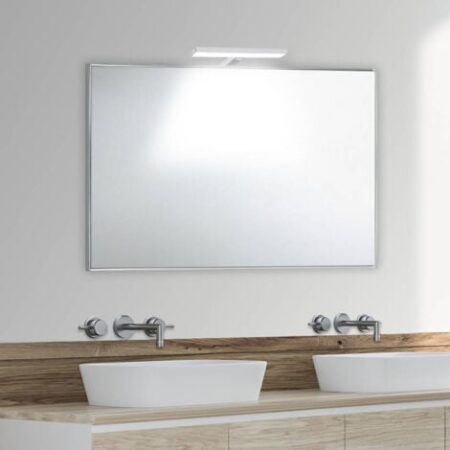 Specchio bagno su misura con cornice esterna in alluminio  fino a 160 cm  fino a 80 cm