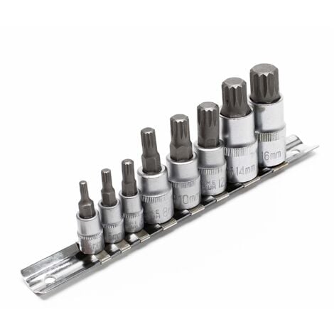 Wiltec Set di chiavi a bussola XZN Filettatura interna multidente 8 pezzi M4 – M16