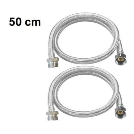 COPPIA TUBO FLESSIBILE 50CM TUBI DI INGRESSO 1/2X1/2 MASCHIO FEMMINA DGO-176