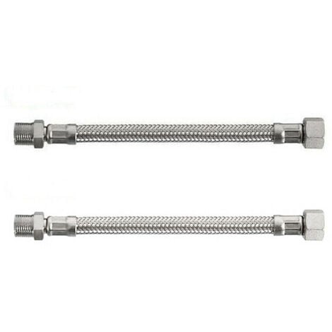COPPIA TUBO FLESSIBILE 50CM TUBI DI INGRESSO 1/2X1/2 MASCHIO FEMMINA DGO-176