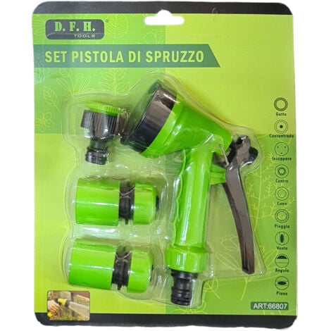 PISTOLA A SPRUZZO RACCORDI PER INNAFFIARE POMPA IRRIGAZIONE GIARDINO REGOLABILE