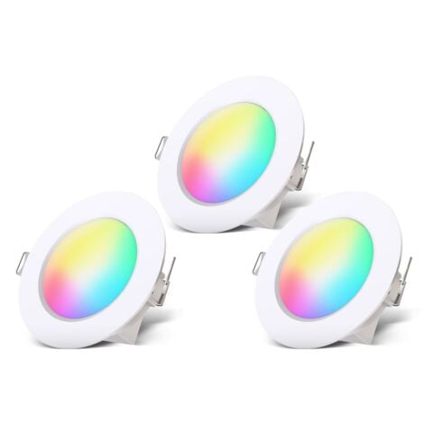 B.K.Licht I Set di 3 luci da incasso per bagno RGBW LED I faretto da incasso per bagno colorato I telecomando I foro Ø70 mm I dimmerabile I 92x45 (DxH) I bianco