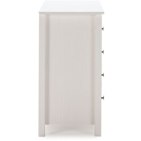 Cassettiera Magda Bianco con 5 cassetti di Diversi Colori, Realizzato in Pino Massiccio