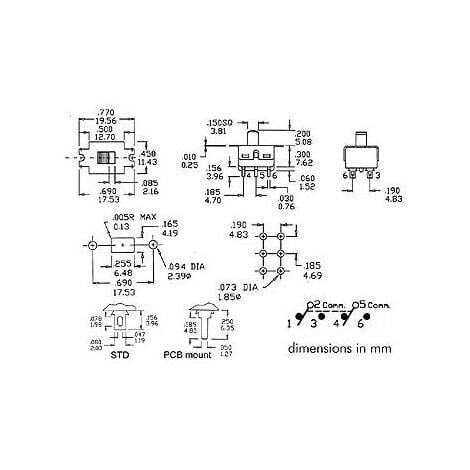 INTERRUTTORE A SLITTA 2P ON-ON - MONTAGGIO SU PCB
