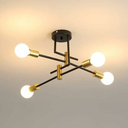 COMELY Plafoniera vintage, plafoniere industriali E27 diametro 70 cm per camera da letto, cucina, corridoio, lampadari moderni a LED 4 luci (lampadine non incluse)