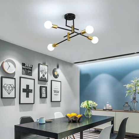 COMELY Plafoniera vintage, plafoniere industriali E27 diametro 70 cm per camera da letto, cucina, corridoio, lampadari moderni a LED 4 luci (lampadine non incluse)