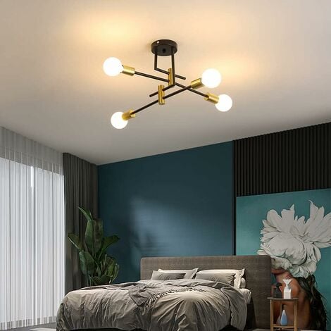COMELY Plafoniera vintage, plafoniere industriali E27 diametro 70 cm per camera da letto, cucina, corridoio, lampadari moderni a LED 4 luci (lampadine non incluse)