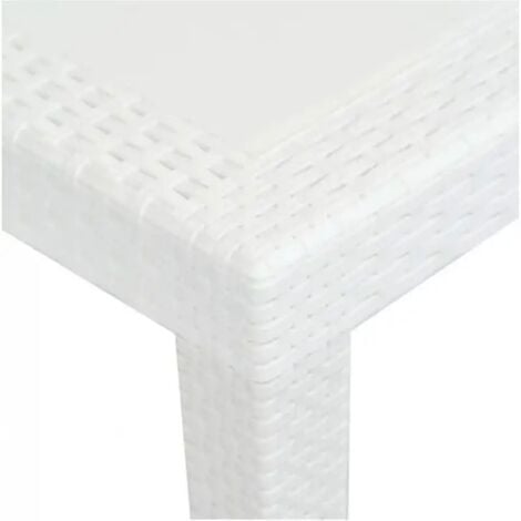 Dmora - Tavolo da esterno Abbaviva, Ripiano rettangolare allungabile da pranzo, Tavolo da giardino estensibile effetto rattan, 100% Made in Italy, 150/220x90h72 cm, Bianco