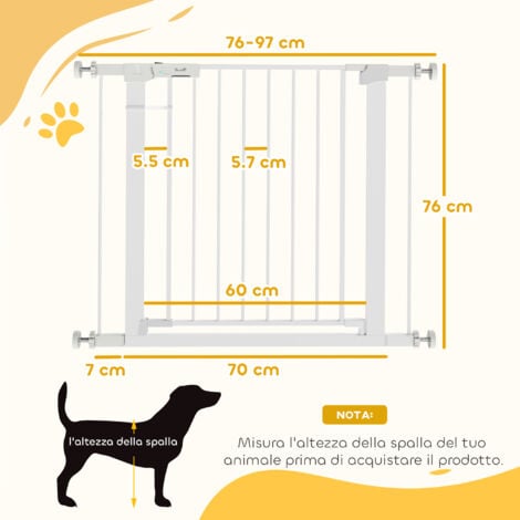 PawHut Cancelletto di Sicurezza per Cani con Fissaggio a Pressione