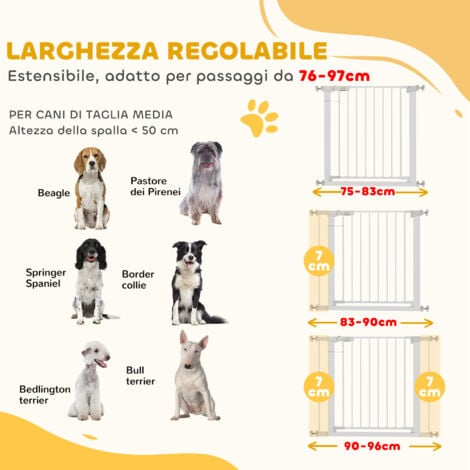 PawHut Cancelletto di Sicurezza per Cani con Fissaggio a Pressione
