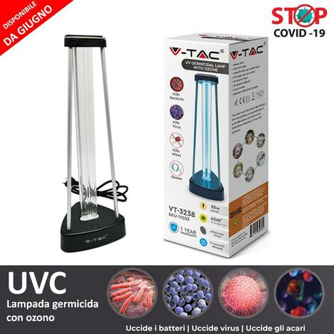 LAMPADA GERMICIDA UV-C 38W CON OZONO PER 60M2