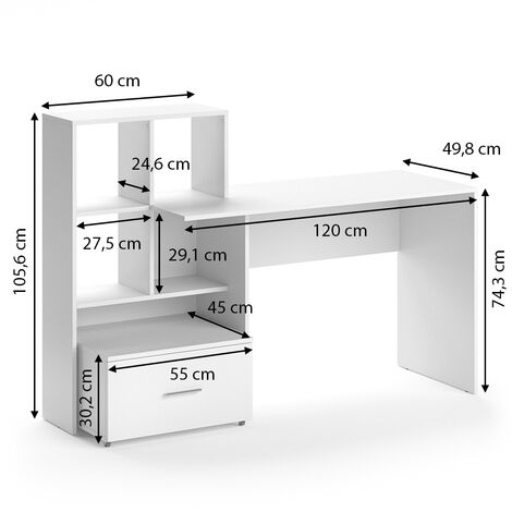 Scrivania Lorio, Bianco, 149.2 x 49.8 cm, Vicco
