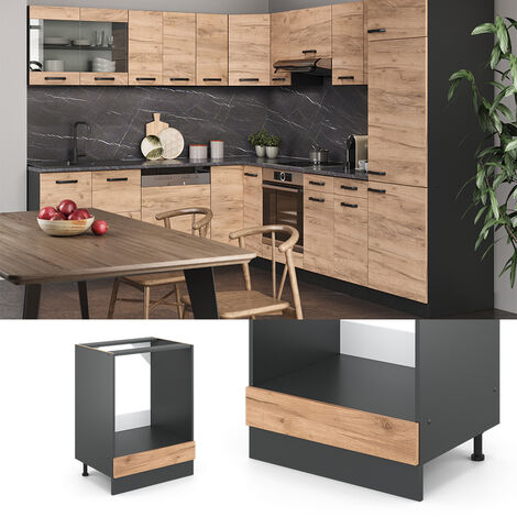 Mobile per forno da incasso R-Line, Quercia dorata, 60 cm senza piano di lavoro, Vicco
