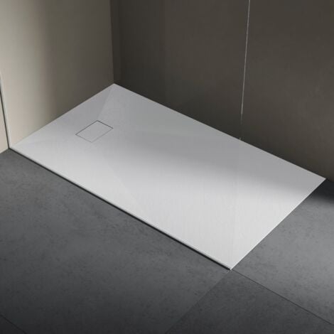 Piatto doccia in resina 90x160 cm SMC effetto pietra colore bianco CUBA