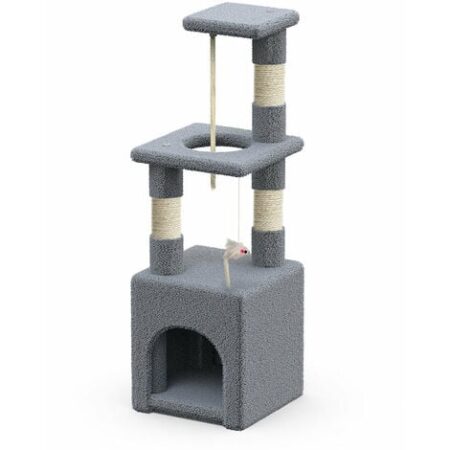 VOUNOT Tiragraffi per Gatti, Albero Gatto in Corda Sisal Naturale, Altezza 88cm, Grigio