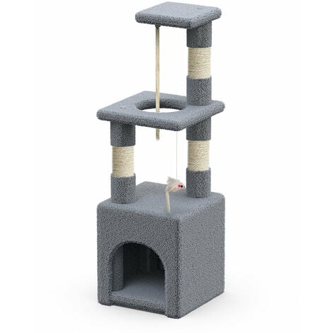 VOUNOT Tiragraffi per Gatti, Albero Gatto in Corda Sisal Naturale, Altezza 88cm, Grigio