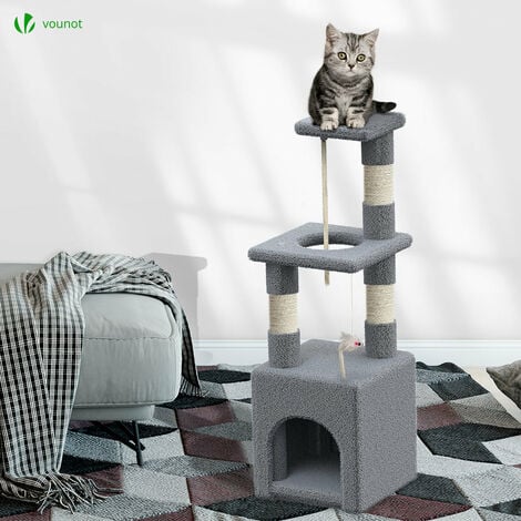VOUNOT Tiragraffi per Gatti, Albero Gatto in Corda Sisal Naturale, Altezza 88cm, Grigio