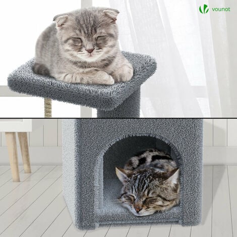 VOUNOT Tiragraffi per Gatti, Albero Gatto in Corda Sisal Naturale, Altezza 88cm, Grigio