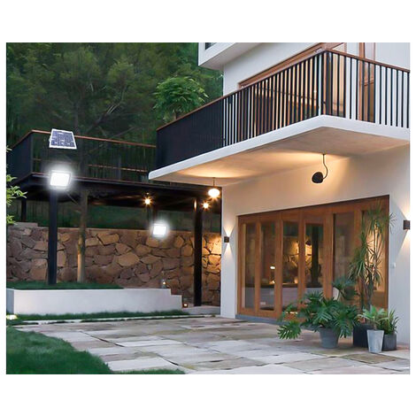 Faro Solare LED 100W Luce Fredda Faretto Esterno Casa Controllo Remoto