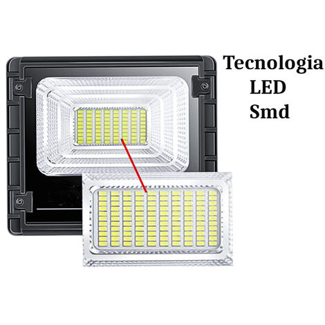 Faro Solare LED 100W Luce Fredda Faretto Esterno Casa Controllo Remoto