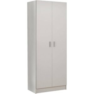 Armadio multiuso, Mobile portascope a 2 ante, Scarpiera con ripiani, Guardaroba portascope, cm73x37h180, Bianco