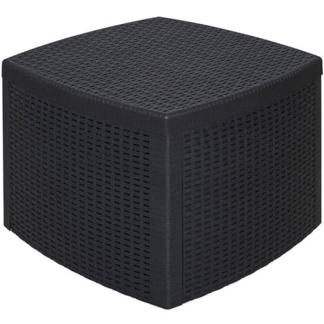 Dmora - Tavolino da esterno Akane, Tavolino contenitore multiuso, Ripiano basso effetto rattan, 100% Made in Italy, 53x53h40 cm, Antracite