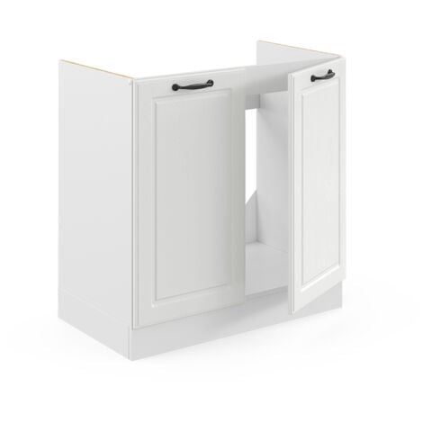 Mobile lavello cucina R-Line, Bianco casa di campagna, 80 cm senza piano di lavoro, Vicco