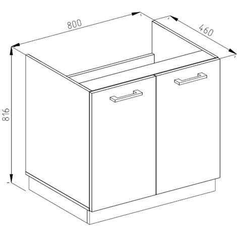 Mobile lavello cucina R-Line, Bianco casa di campagna, 80 cm senza piano di lavoro, Vicco